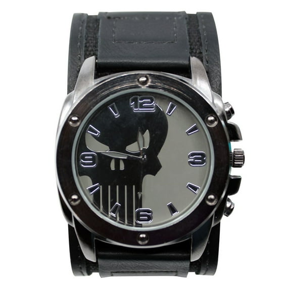 Punisher wtchpunsymdualfas Punisher Symbol Watch with Dual Fasten Adjustable Strap