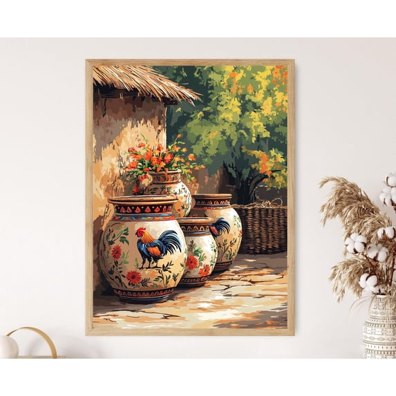 Punjabi Art Print Pakistani Clay Pot Paisley Design Poster , Poster ...