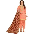 thumbnail image 1 of Punjabi Patiala Suits Bollywood Designer Indian Salwar Kameez Pakistani Dress ( Orange, M - 40 ), 1 of 5