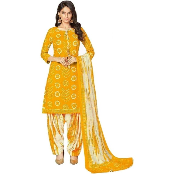 Punjabi Women's Wear Designer Patiyala Dress Indian Pakistani Shalwar Kameez Suits ( Yellow, L - 42 )