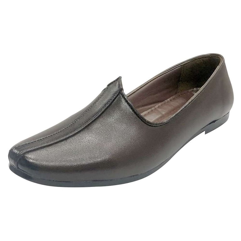 Men’s Slip On Indian Loafers Brown Leather Indian Loafers: Ethnic Slip-on Shoes - Etsy main image 4