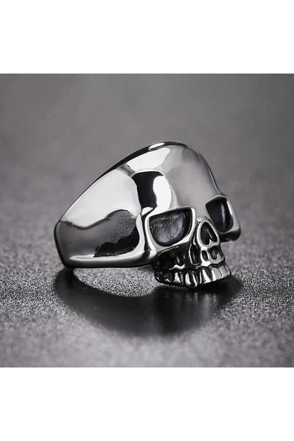Punk 14K White Gold Pirate Skull Ring For Men Women Gothic Vintage Skull Rings Fashion Jewelry Gift