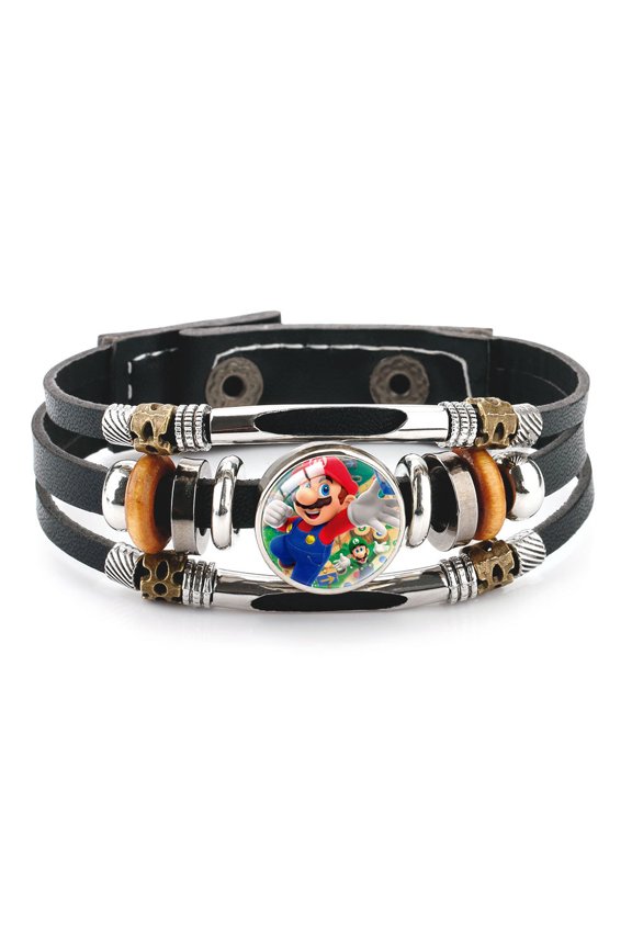 Punk Alloy Leather Bracelet for Anime Braided Rope Bracelet Bangle