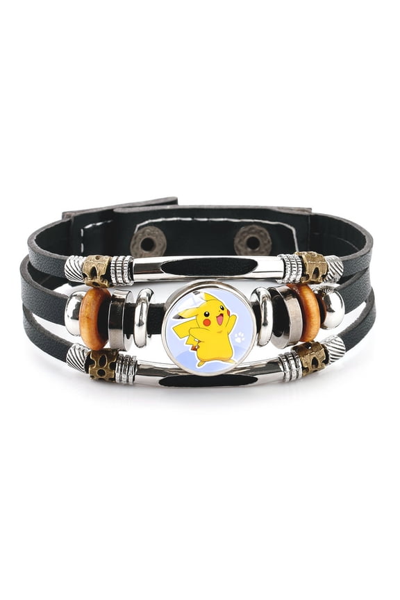 Punk Alloy Leather Bracelet for Anime Braided Rope Bracelet Bangle