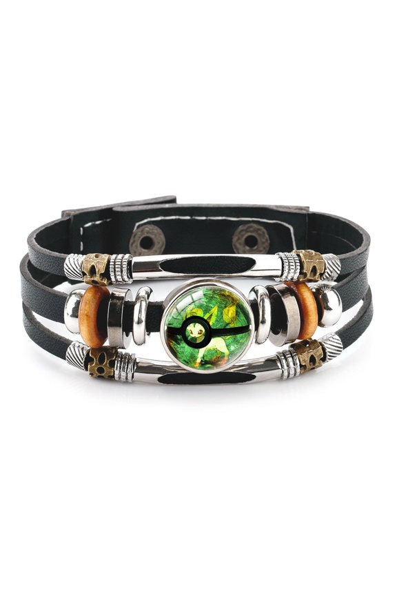 Punk Alloy Leather Bracelet for Anime Braided Rope Bracelet Bangle