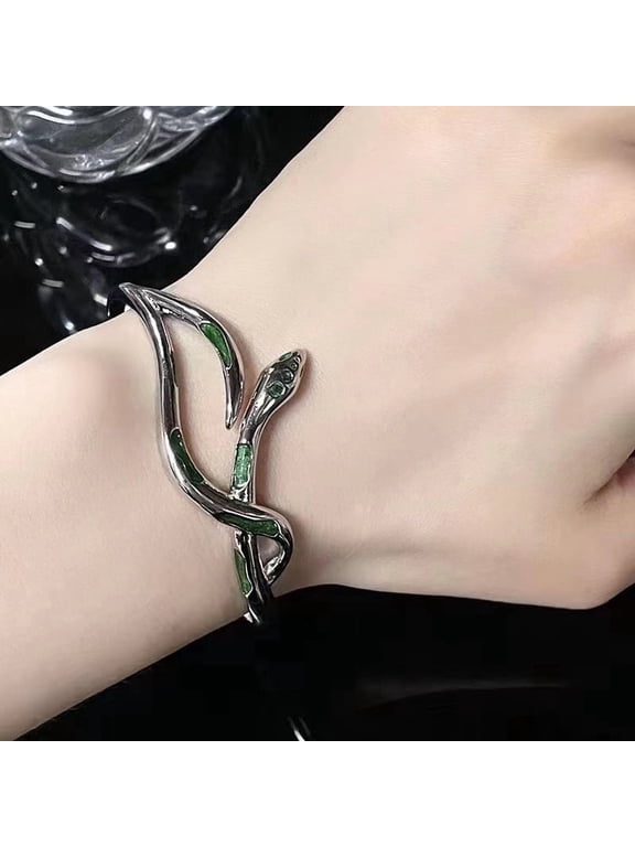Punk Animal Snake Bracelet Hip Hop Crystal Bracelets Open Ring For Women Dark Style Personality Fashion Jewelry Party Gift