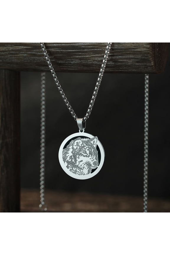 Punk Animal Wolf Face Charm Necklace Women Men Stainless Steel Jewelry Vintage Pendant Necklace Gift