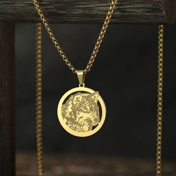 Punk Animal Wolf Face Charm Necklace Women Men Stainless Steel Jewelry Vintage Pendant Necklace Gift