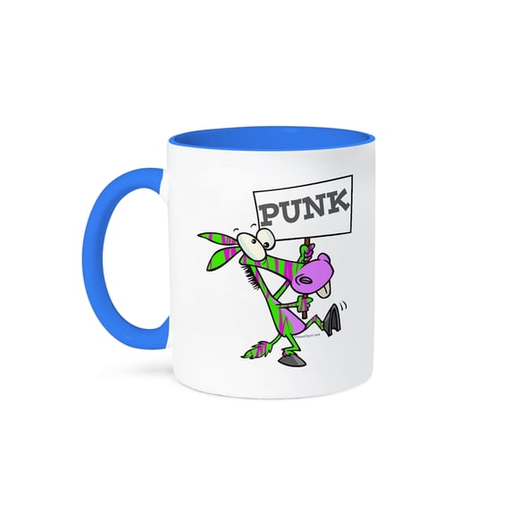 3dRose, Punk Ass Funky Donkey Cartoon, 11oz Two-Tone Blue Mug