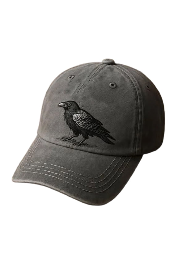 Punk Baseball Cap with Embroidery Crow Pattern Baseball Hat for Men and Women Comfortable Sport Activity Wear