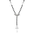 thumbnail image 1 of Punk Bat Long Tassel Cross Pendant Necklace for Women Men Gothic Fashion Black Beaded Y-Shaped Choker Necklace Jewelry Gifts, 1 of 9