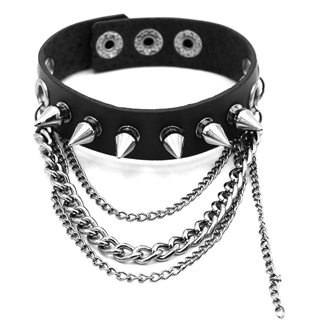 Big Spikes Black Horror Punk Bracelet • Aesthetic Clothes