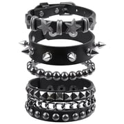 Punk Bracelet Studded Spiky for Men, Women, Adjustable Accessories 4 Pcs