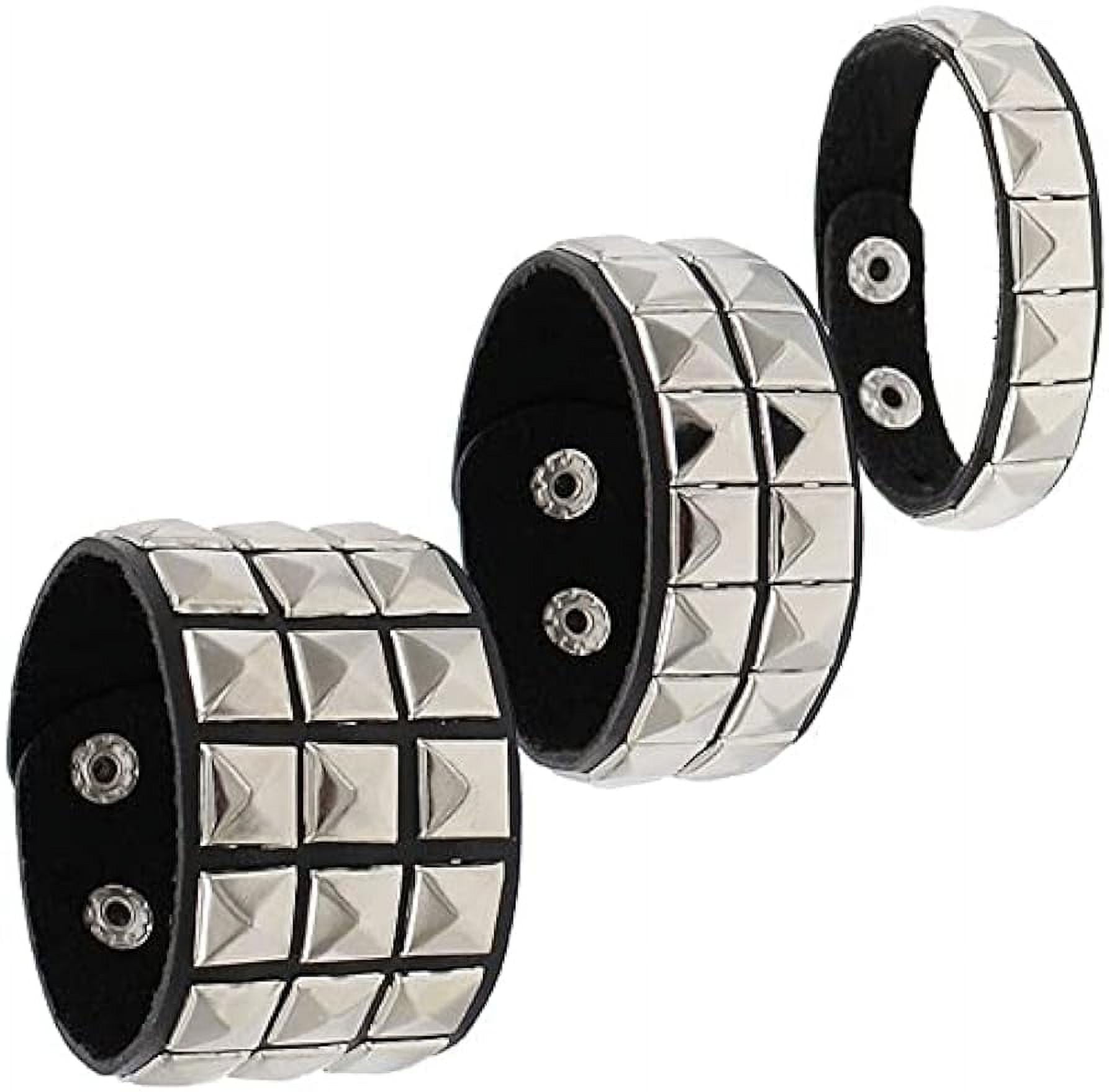 Punk Bracelet for Men Women - Goth Black Leather Wristband Punk Bracelet for Men Women - Goth Black Leather Wristband