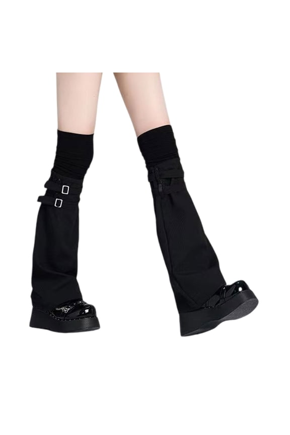 Punk Buckled Leg Sleeve for Women Teen Girl Flared Wide Leg Warmers Streetwear