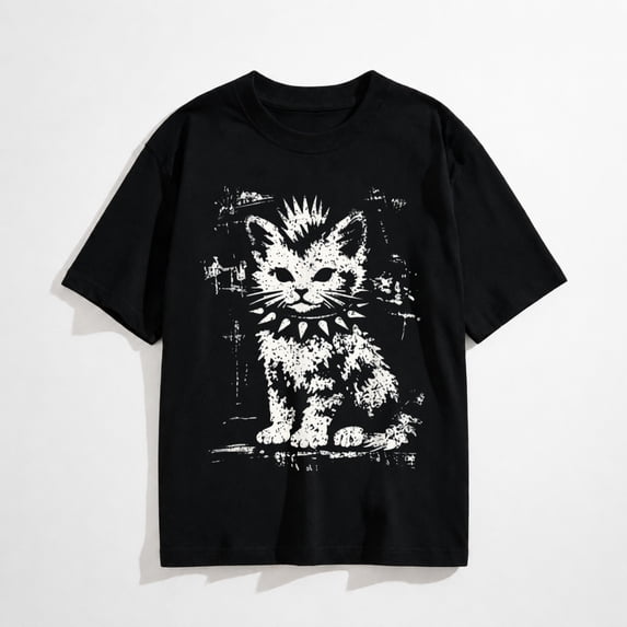 Punk Cat Grunge Rebel Cat Alternative Style T-Shirt