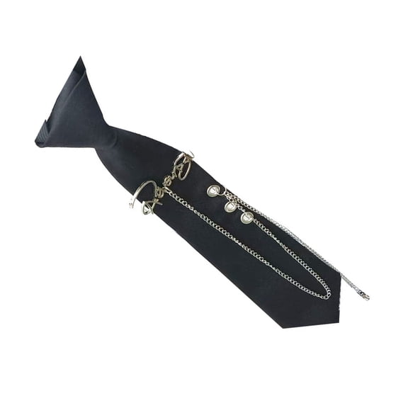 Punk Chain Necktie Knotfree Tie Adjustable Tie for Women Men Unisex Formal Uniform Party Wear Roleplaying Shirt Tie