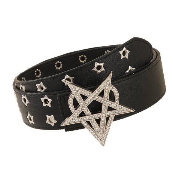 Punk Charm Studded Waist Belt Heart Star Rhinestones Waist Decoration Adjust