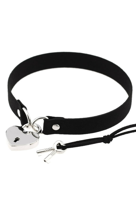 Punk Choker Necklace for Women Heart Padlock Collar Choker with Keys Punk Gothic Choker Collar Halloween Cosplay Choker