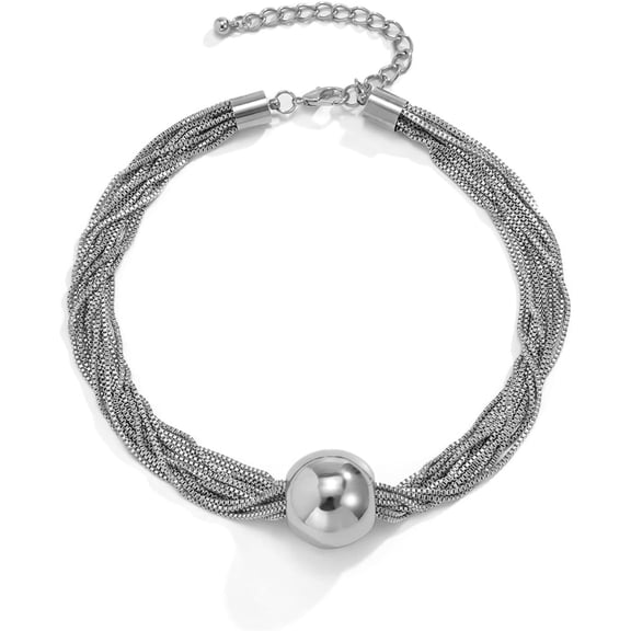 Punk Chunky Cuban Link Tassel Chain Choker Necklace Layered Adjustable Geometric Bib Collar Beaded Necklace for Women Hip Hop Exaggerated Stackable Bar Statement Jewelry Birthday Gift