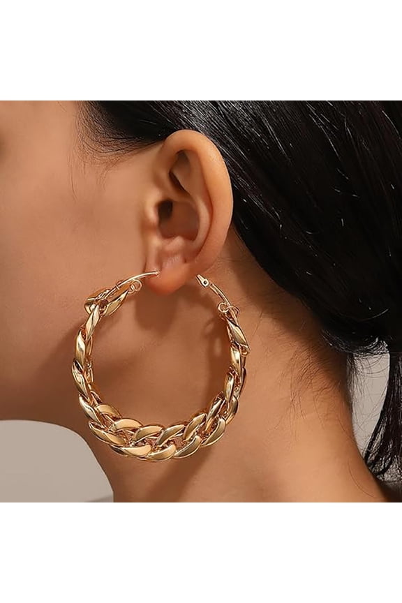 Punk Earrings Chunky Gold Silver Pendant Bold Alternative Fashion Accessories 1 Pair-gifts for women