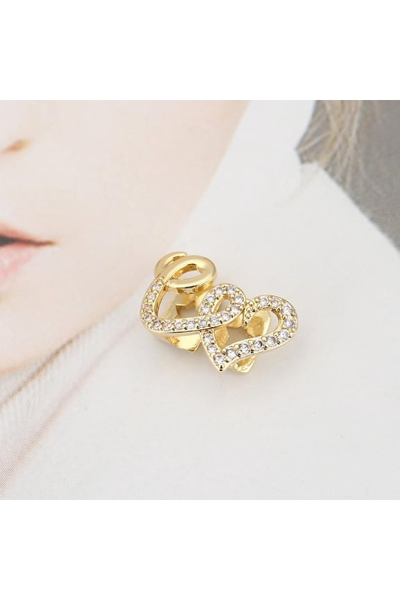 Punk Copper Double Heart Teeth Caps for Women Men Hip Hop Zircon Hollow Love Tooth Grillz Couple Jewelry Accessories