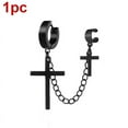 thumbnail image 1 of Punk Cross Tassel Earrings Women Integrated Clip Stud Earring Christian Gothic Hip Hop Jewelry Metal Chain Ear Ring Earring Men, 1 of 9