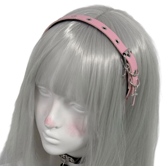 Punk Crosses Design Leather Hair Hoop For Women Cosplay PU 2000s Accessory Hair Hoop
