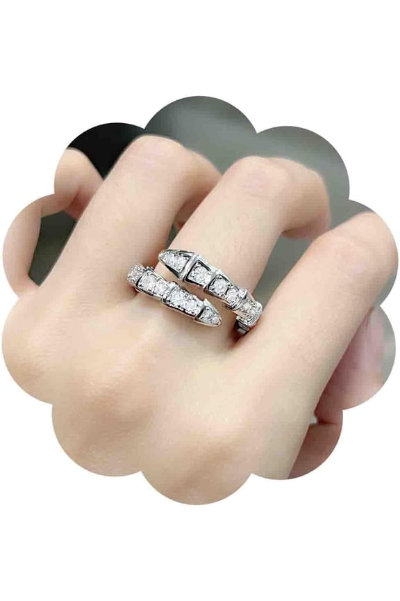 Punk Crystal Snake Open Ring Adjustable Snake Ring Gold Crystal Serpent Wrap Ring Gothic Cz Snake Cuff Ring Animal Finger Ring Jewelry for Women