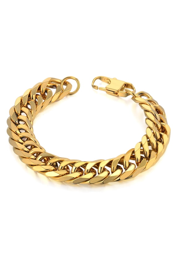 Punk Cuban Link Chain Bracelet 12mm Male 14K White Gold Big Heavy Hand Chains For Men Fashion Party Jewelry Gift
