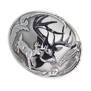 Western Cowboy Belt Buckle For Men - American Patriotic Deer Flag Design
