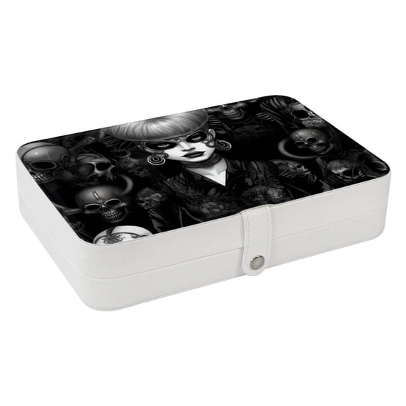 Punk Elegant PU Leather Jewelry Box with Removable Compartment and Earring Holder - Decorative Storage Box - Portable