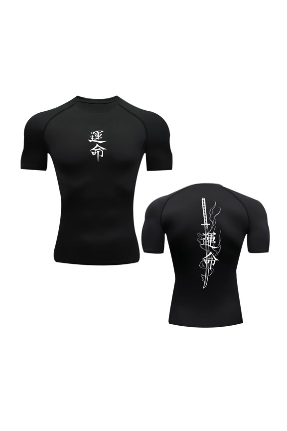 Punk Emo Gothic Men Compression Shirt Mens Short Sleeve Compression Shirts Gym Shirts Men Graphic Quick Dry Athletic Workout Top