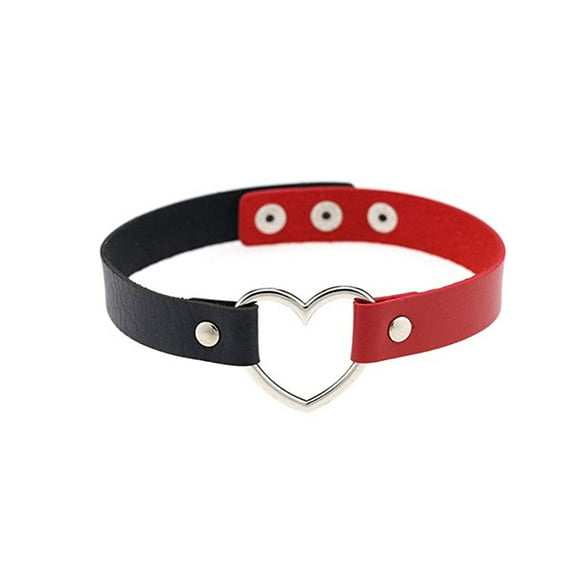 Punk Fashion Love Heart Leather Choker Necklaces for Women Wide Red Black Pu Leather Clavicle Chain Neck Accessory Jewelry Gifts