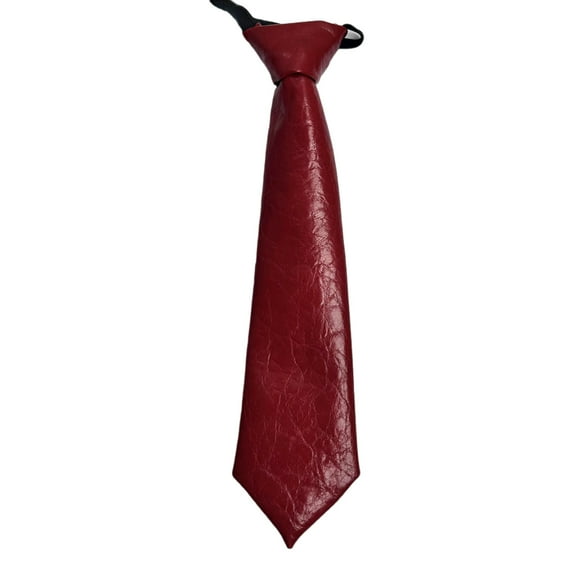 Punk Faux Leather Solid Color Necktie for Women Preppy Student Pre Tied Adjustable Ties for Uniform School Shirt Necktie