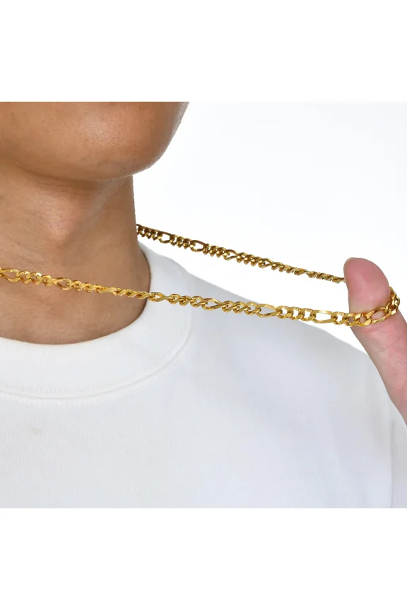 Punk Figaro Link Chain Necklaces Male 14K White Gold Chain For Men Women Hip Hop Fashion Jewelry Gift