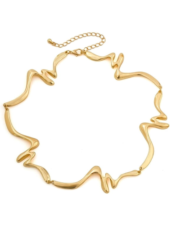 Punk Fine Dripping Water-drop Choker Necklace suitable for Women,Thick Drippy Chain Liquid Metal Collar Necklace Rocker Hip-hop Necklace Cool Metallic Uncommon Funky Statament Grunge Jewelry[m970]