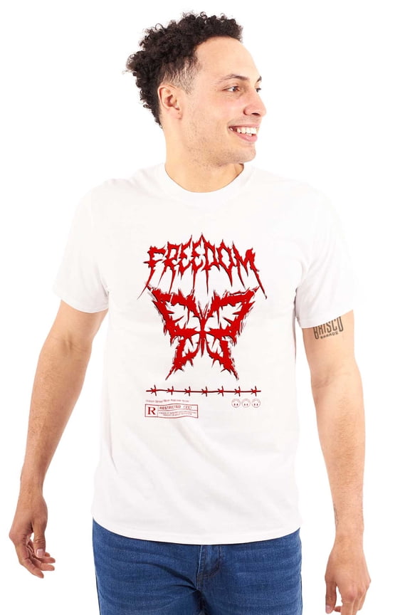 Punk Freedom Barbed Wire Butterfly Men's Graphic T Shirt Tees Brisco Brands L