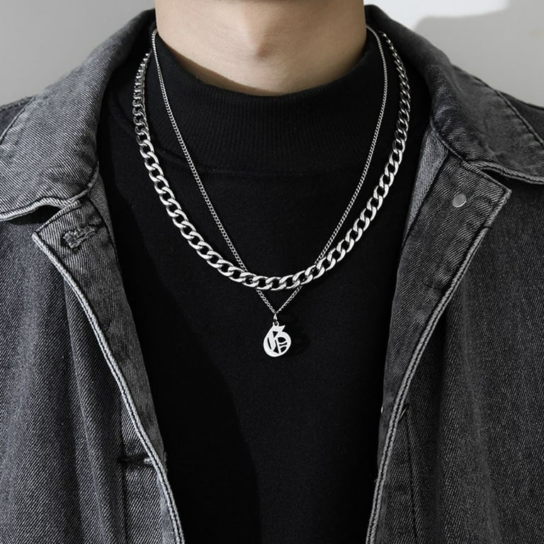 Thick silver necklace for deals mens