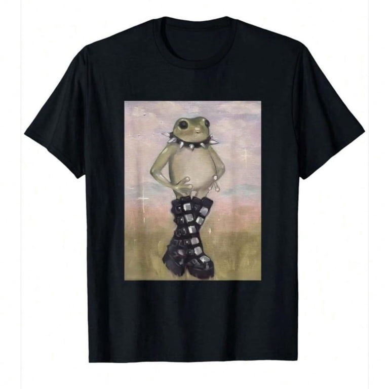 Punk Frog - Themed Printed Tee,Tops Features Frog in Spiked Collar