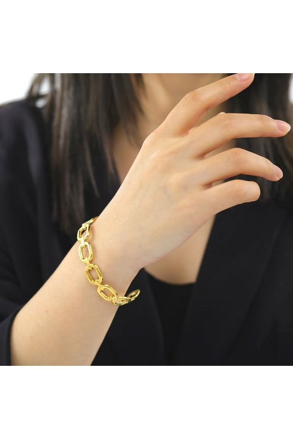 Punk Geometric Cuff Bracelet on Hand Women Luxury 14K Yellow Gold Adjustable Open Golden Silver Color Bangle Jewelry Gift