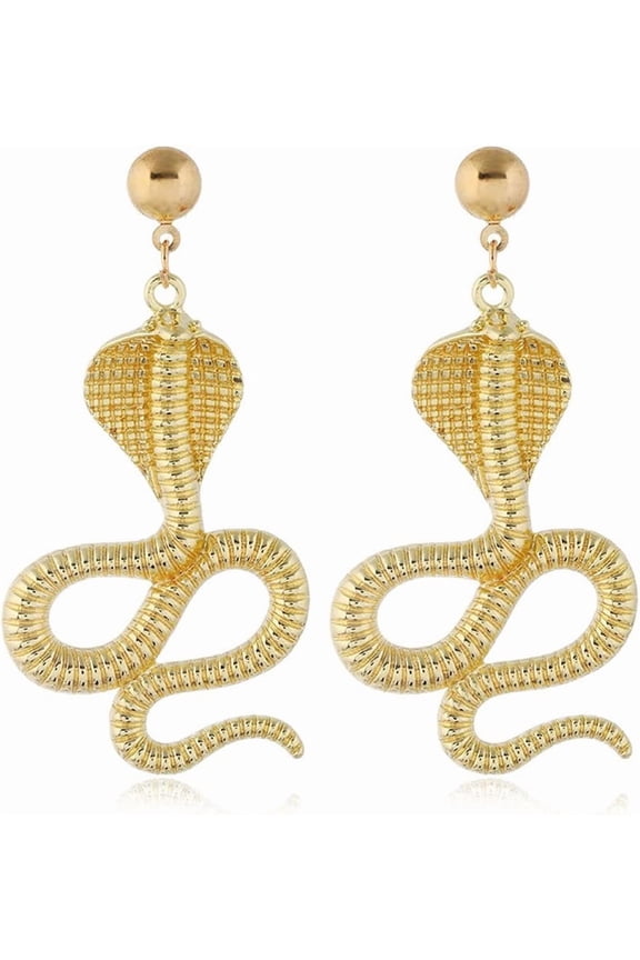 Punk Gold Snake Earrings Studs Ear Cuff,Gothic Hip Hop Disc Snakes Piercing Snake Earrings Gold Long Dangle Drop Vintage Earrings for Women