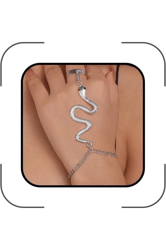 Punk Gold Snake Rings Bracelets Hand Chain for Woman Stackable Rings,Gothic Vintage Knuckle Bracelet Hand Rings for Her Finger Ring Hand Jewelry