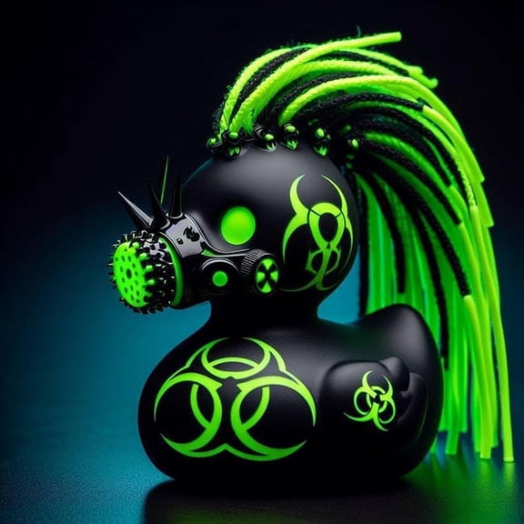 Punk Goth Resin Duck Figurine - Spooky Desk Collectible Handmade gothic ornament for shelves. Funny gift for fans of dark humor.