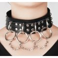 thumbnail image 1 of Punk Gothic Black Leather Choker Skull Chain Spike Rivet Buckle Collar Necklace, 1 of 2