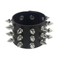 thumbnail image 1 of Punk Gothic Exaggerated Leather Bracelet Three Row Pointed Pin Bracelet ') _] Clearance, 1 of 1