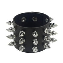Punk Gothic Exaggerated Leather Bracelet Three Row Pointed Pin Bracelet ') _] Clearance