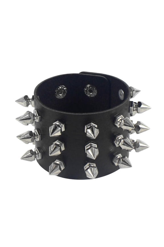 Punk Gothic Three - Row Leather Bracelet with Pointed Pin Decoration for Fashion - Forward Individuals