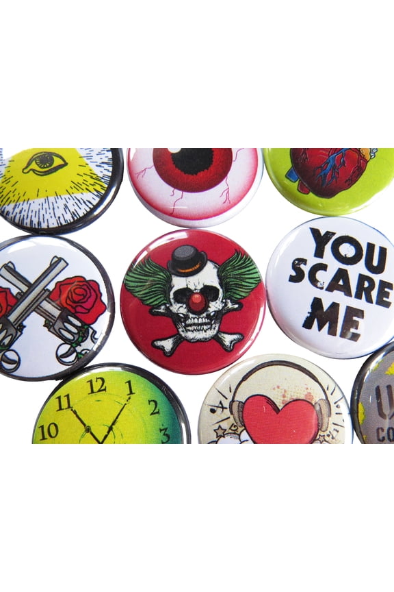 Punk Grunge Buttons Pins Rebel Set Pack of 35-1” Pinback Collectible Collection