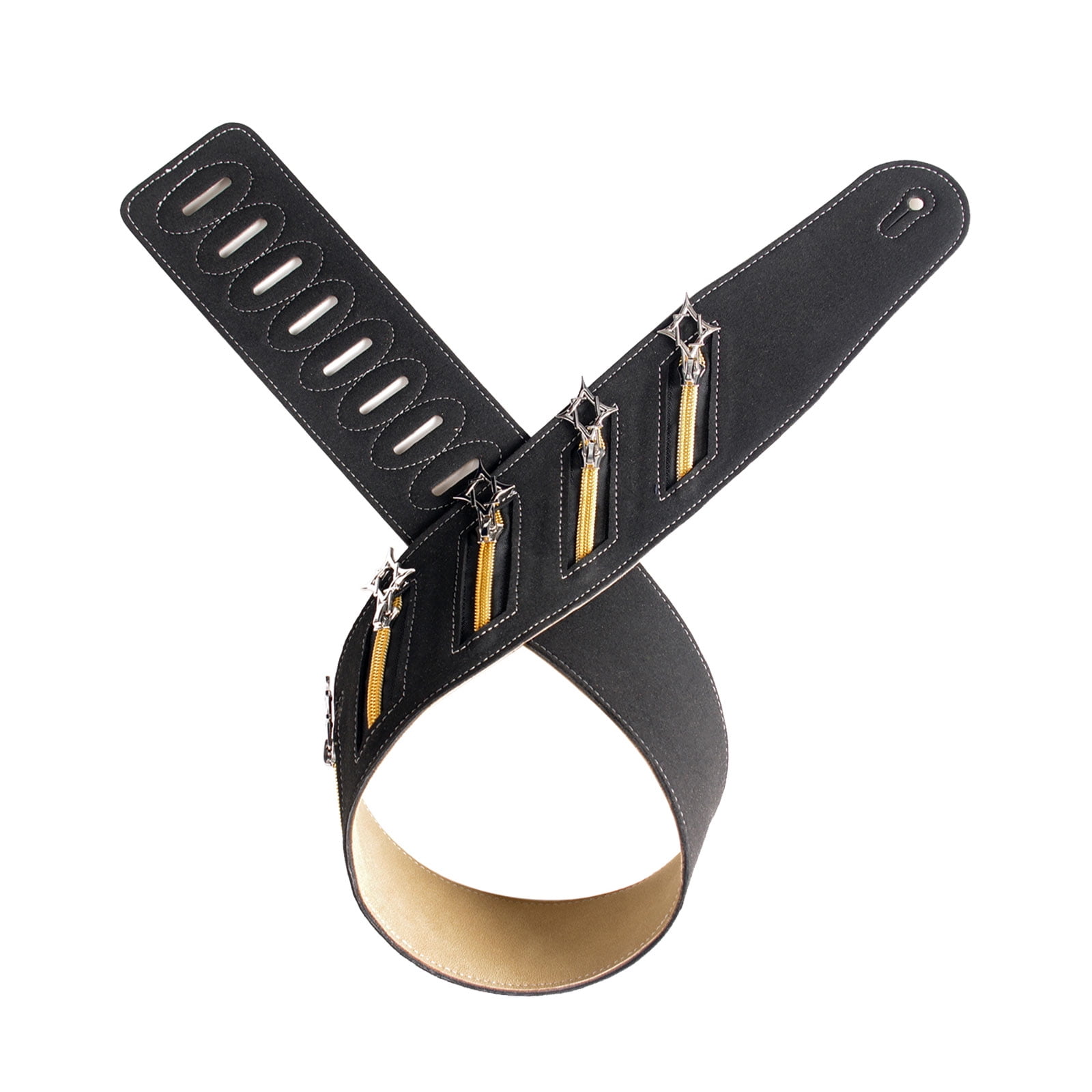 Punk Guitar Strap Microfiber Featuring Metal Studs Decorations Wide Shoulder Design Adjustable Length for Comfortable Use